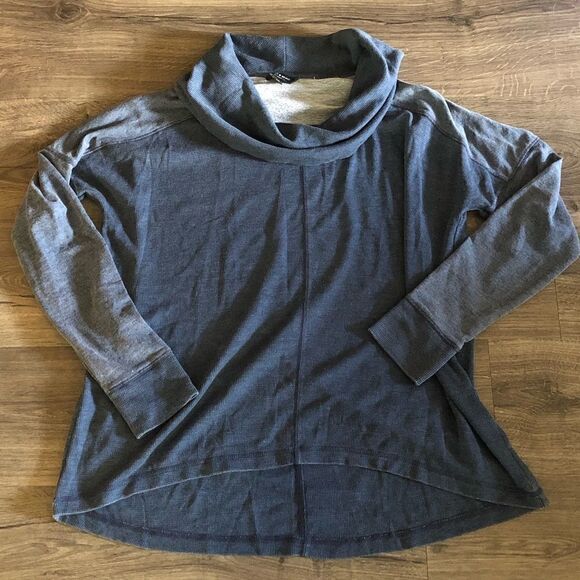 𝅺LUCKY Brand cowl neck waffle knit two tone long sleeve size L - Picture 1 of 6